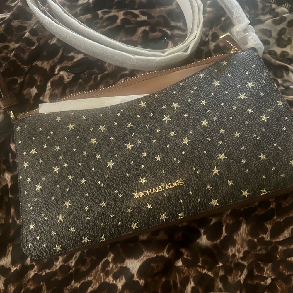 Michael Kors Gold Star Accent Black Crossbody